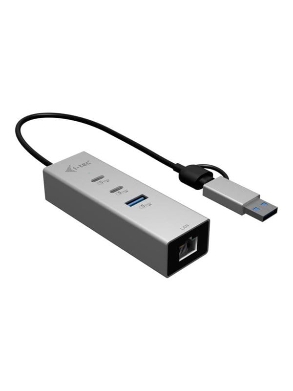 Hub i-tec 4 Ports 5 Gbit/s USB-C/USB-A 2.5GLAN Metall Silber