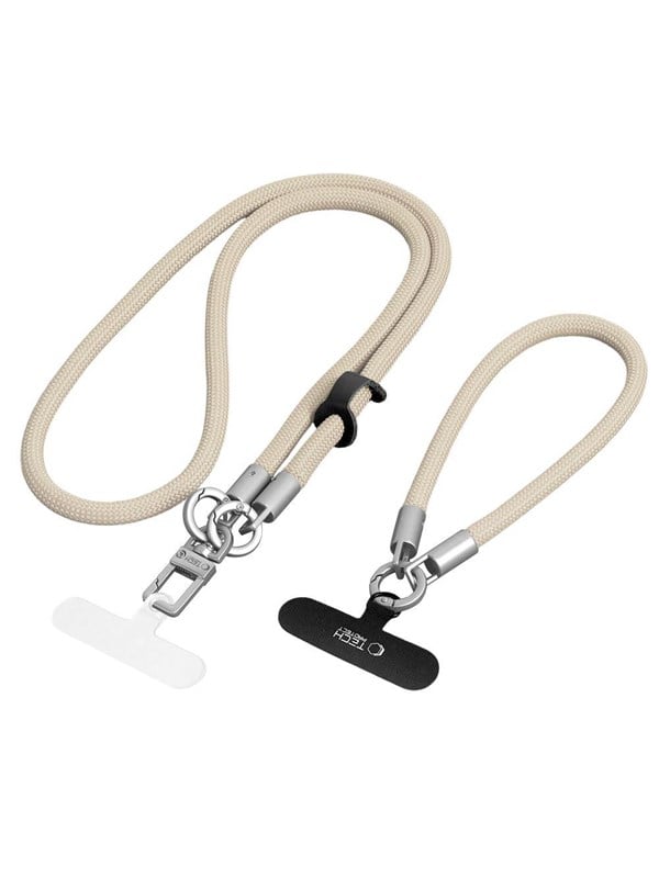 Tech-Protect C10S Crossbody Phone Lanyard 114 cm  Wrist Lanyard 31 cm - Beige-Titanium