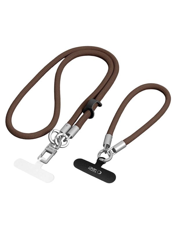 Tech-Protect C10S Crossbody Phone Lanyard 114 cm  Wrist Lanyard 31 cm - Brown-Titanium