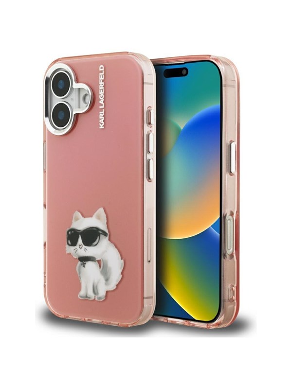 Karl Lagerfeld IML Aquarelle Choupette  Logo iPhone 16 Case - Pink