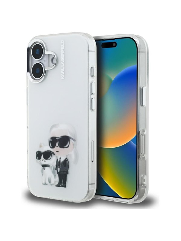 Karl Lagerfeld IML Aquarelle Karl  Choupette  Logo iPhone 16 Case - White