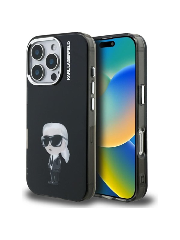 MagSafe Hülle für Apple iPhone 16 Pro Max, Karl Lagerfeld, IML Aquarelle Logo Karl, Schwarz