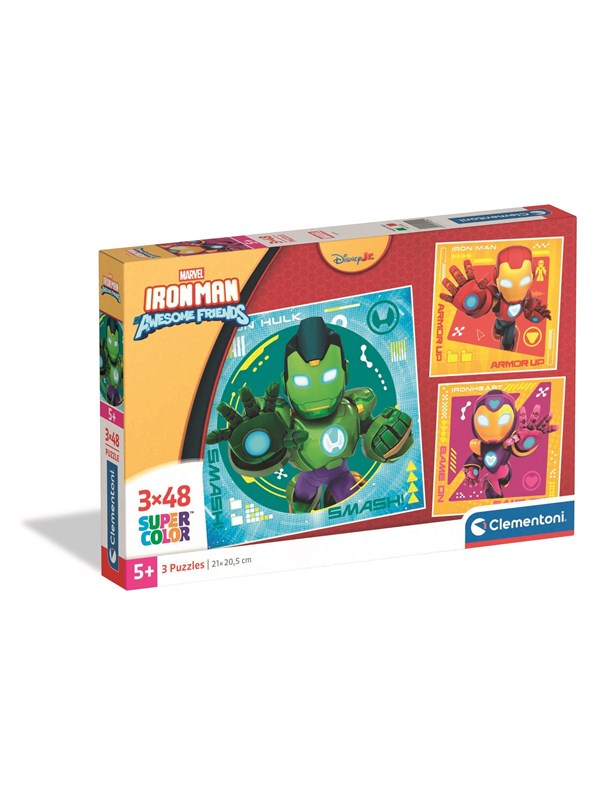 Clementoni Puzzle Square Iron Man and His Awesome 3x48 pieces Boden