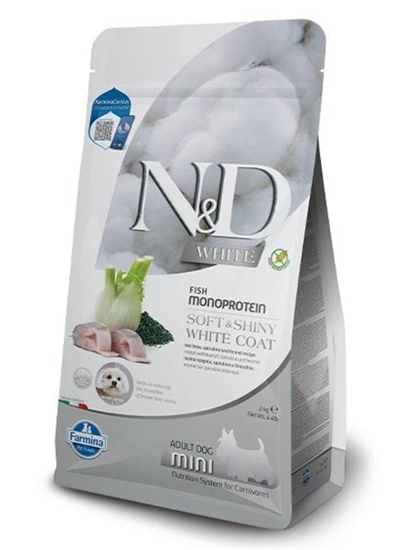 Farmina N&D Wolfsbarsch, Spirulina und Fenchel Adult Mini - Trockenfutter für Hunde - 2 kg