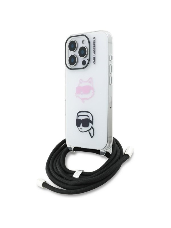 Karl Lagerfeld IML Crossbody KarlChoupette Head Case for iPhone 16 Pro - White