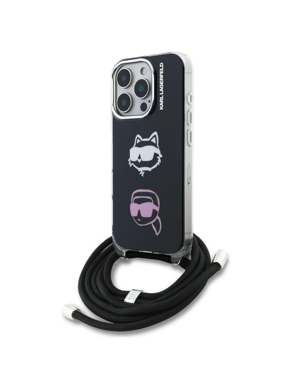 Karl Lagerfeld IML Crossbody KarlChoupette Head Case for iPhone 16 Pro Max - Black