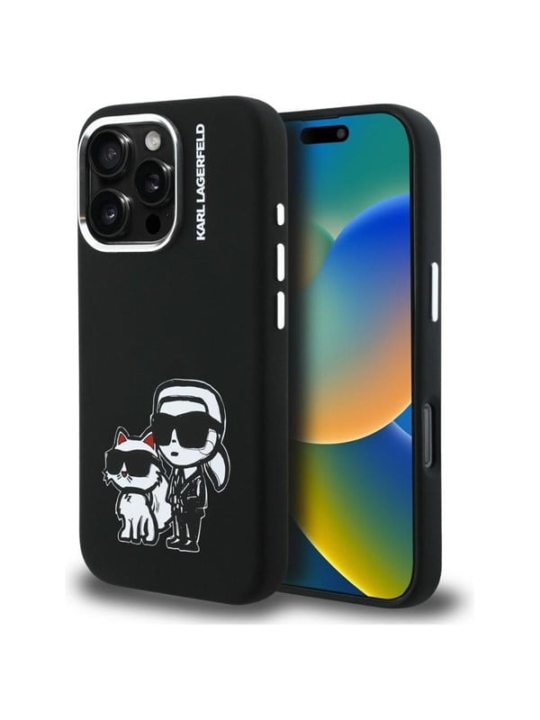 Karl Lagerfeld Silicone KarlChoupette Sketch MagSafe Case for iPhone 16 Pro - Black