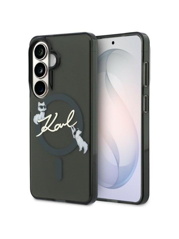 MagSafe-Hülle für Samsung Galaxy S26 S942, Karl Lagerfeld, IML Choupette Karl Script Logo, Schwarz