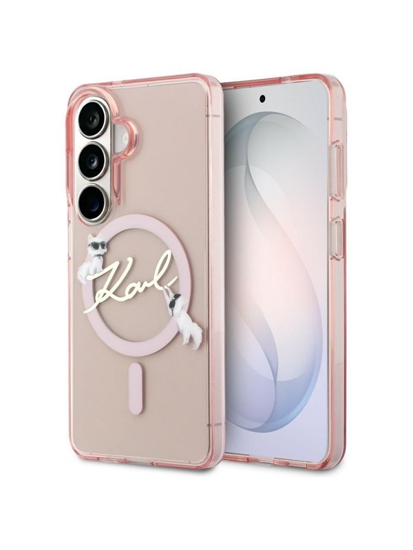 MagSafe-Hülle für Samsung Galaxy S26 S942, Karl Lagerfeld, IML Choupette Karl Script Logo, Rosa