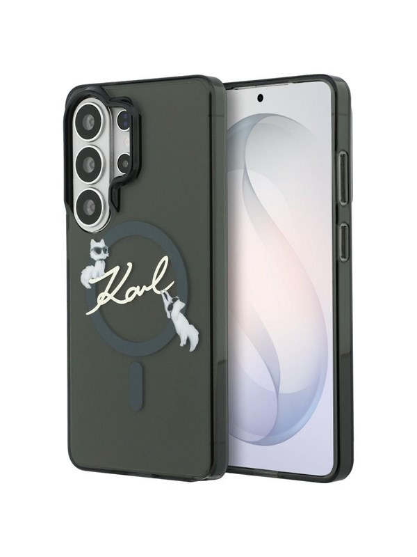 MagSafe Hülle für Samsung Galaxy S26 Ultra S948, Karl Lagerfeld, IML Choupette Karl Script Logo, Schwarz