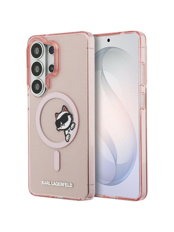 MagSafe Hülle für Samsung Galaxy S26 Ultra S948, Karl Lagerfeld, IML Choupette Peekaboo Logo, Rosa