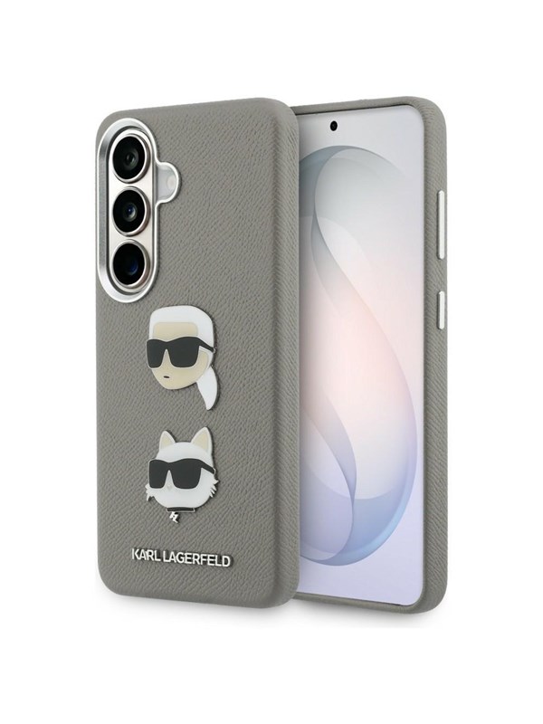 Hülle für Samsung Galaxy S26 S942, Karl Lagerfeld, Saffiano Karl & Choupette's Head Pin, Grau