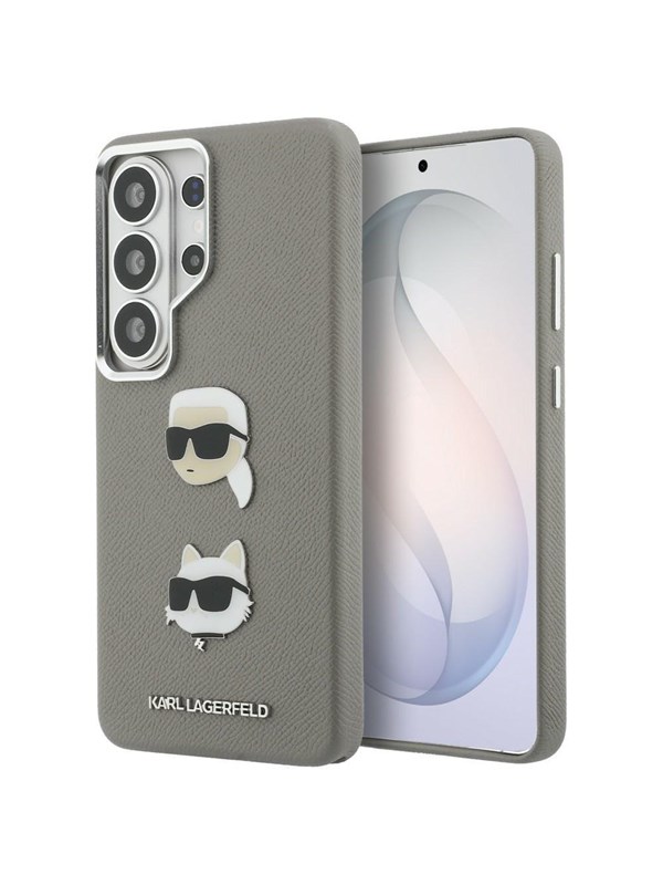 Hülle für Samsung Galaxy S26 Ultra S948, Karl Lagerfeld, Saffiano Karl & Choupette's Head Pin, Grau