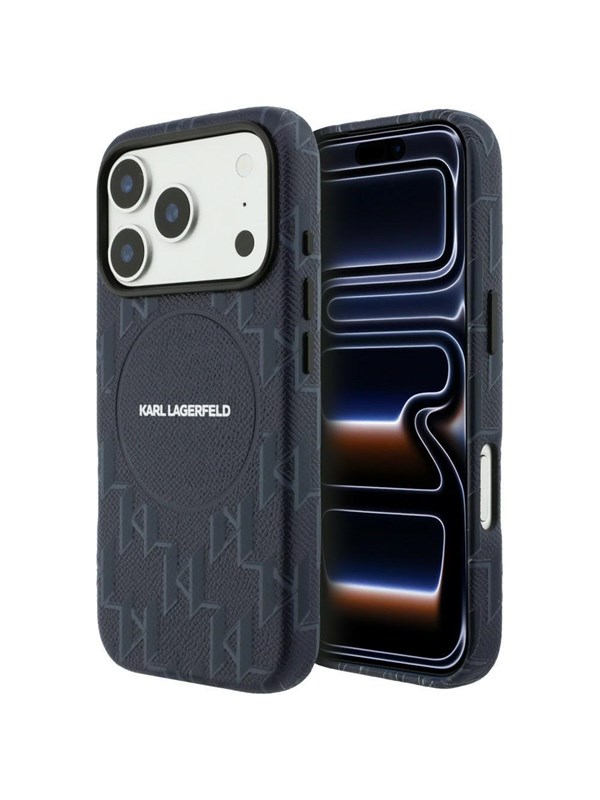 MagSafe Hülle für Apple iPhone 17 Pro, Karl Lagerfeld, KL Monogram Logo, Blau