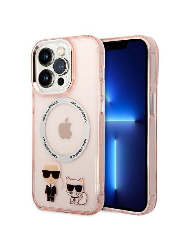 Karl Lagerfeld KLHMP14LHKCP iPhone 14 Pro 6.1" hardcase pink/pink Karl & Choupette Aluminum Magsafe