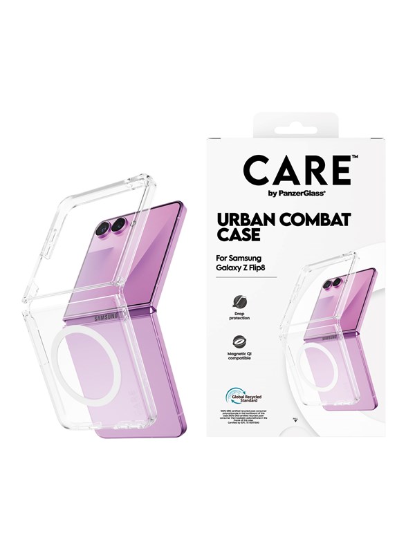 CARE by PanzerGlass Urban Combat Case für das Samsung Galaxy Z Flip 8 / Flip 7 - Transparent