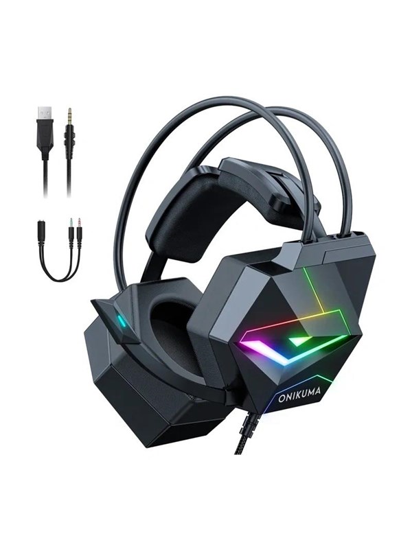 Onikuma X20 Gaming Headset kabelgebunden USB mit Mikrofon, schwarz
