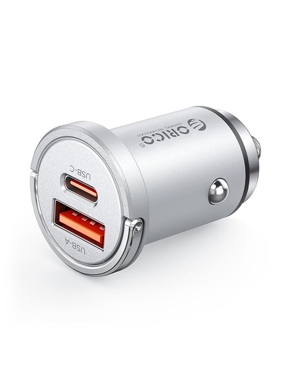 ORICO MiniRing Pro 45W USB-A  USB-C Car Charger - Silver