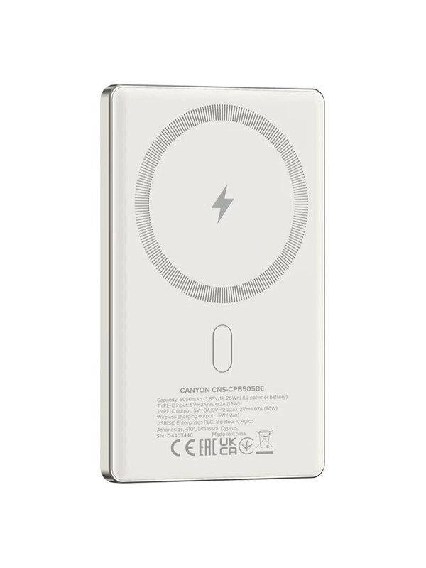 Canyon OnPower 505 MagSafe Powerbank 5000 mAh Bei - 5000 mAh