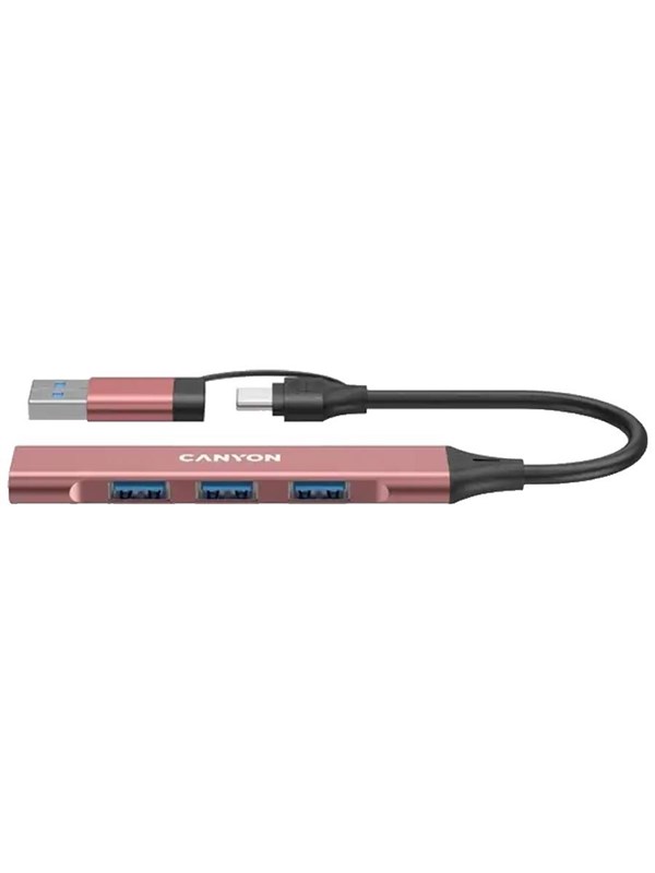 Canyon DS-02 4-in-1 USB-AC Hub Pink USB-Hubs - USB 30 - 4 - Pink
