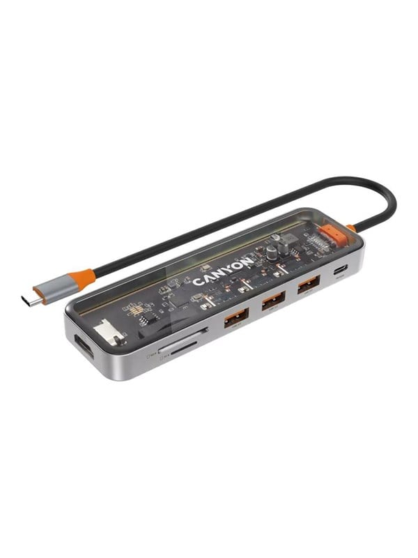 Canyon DS-13 7-in-1 USB-C Hub 4K Grau USB-Hubs - Grau