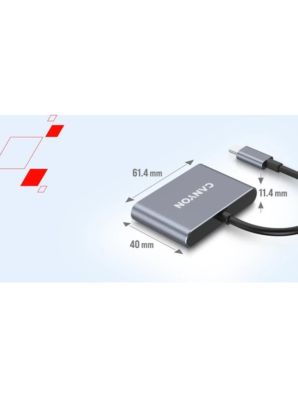 Canyon DS-3 3-in-1 USB-C Hub Dunkelgrau USB-Hubs - USB 30 - 3 - Grau