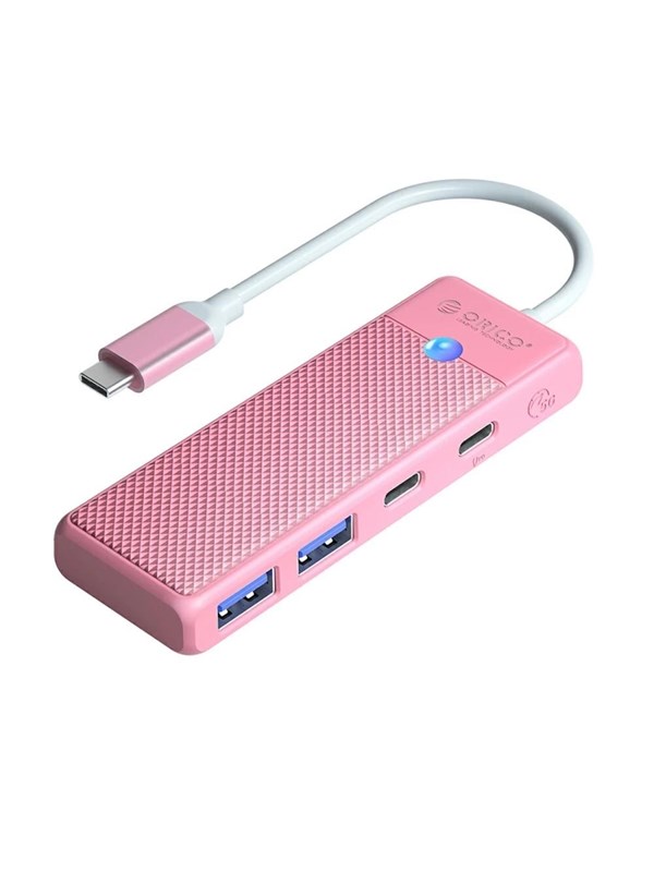 ORICO PAPW2AC-C3-C3 USB Hub 4-port 2x USB-A 30 1x USB-C 30 with USB-C PD 100W charging 015m - pink USB-Hubs - USB 30 - 4 - Pink