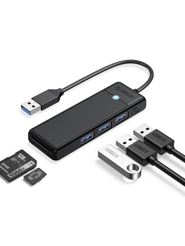 ORICO PAPW3AT-U3 USB Hub 4-port 3x USB-A 30 with microSDSD card reader 1 m - black USB-Hubs - USB 30 - 4 - Schwarz