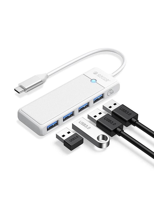 ORICO PAPW4A-C3 USB Hub 4-port 4x USB-A 3.0 0.15 m - white USB-Hubs - USB 3.0 - 4 - Weiß