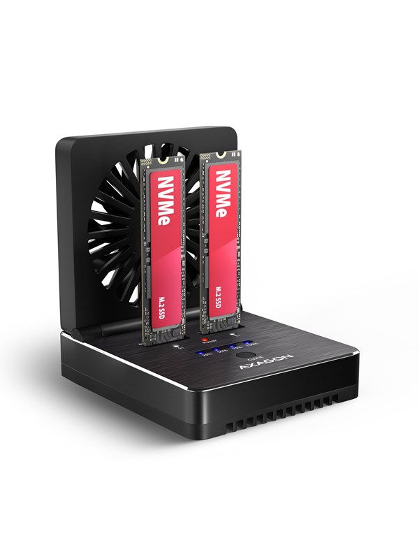 Gehäuse Axagon ADSA-M2C22 M.2 Aluminium Schwarz mit Lüfter USB 3.2