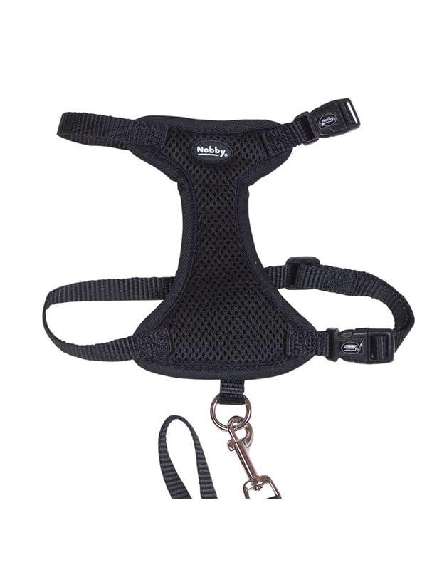 Nobby Geschirrset für Katze - Mesh, S-M, Schwarz