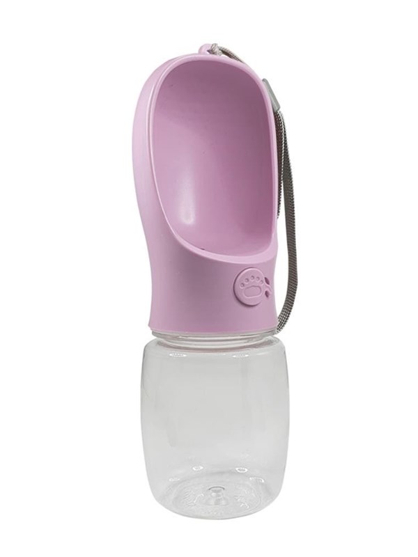 Hunde Trinkflasche 2 in 1 mit Napf pink 350 ml
