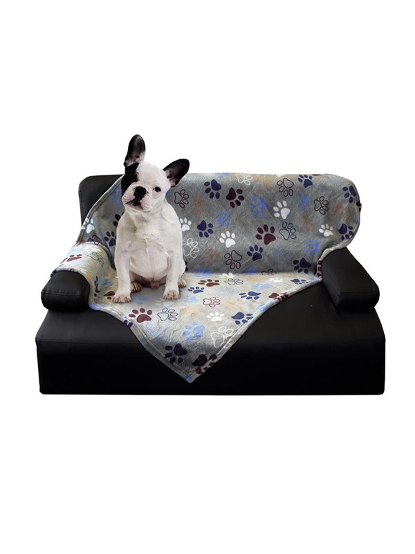 Hundedecke Lissi - Super kuschlig mit Pfotenmotiv 150 x 100 cm Dunkelgrau 1 St