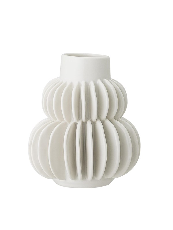Steingutvase Ø 115 x 14 cm weiß
