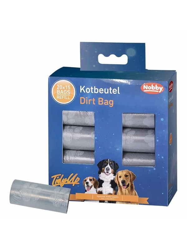 Nobby TidyUp Hundekotbeutel mit Pfoten-Print Gropackung Grau 20