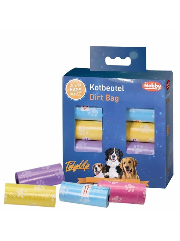 Nobby TidyUp Hundekotbeutel mit Pfoten-Print Gropackung 20 Rollen
