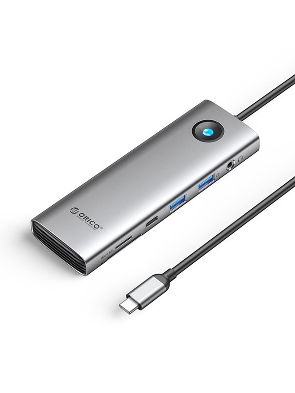 ORICO PW11 9in1 USB-C Docking Station 2x USB-A 30 1x USB-C 30 1x USB-C PD 100 1x HDMI 4K 60Hz 1x microSDSD 1x RJ45 25G Ethernet 1x Audio 35 mm - Gray USB-Hubs - USB 30 - 9 - Grau