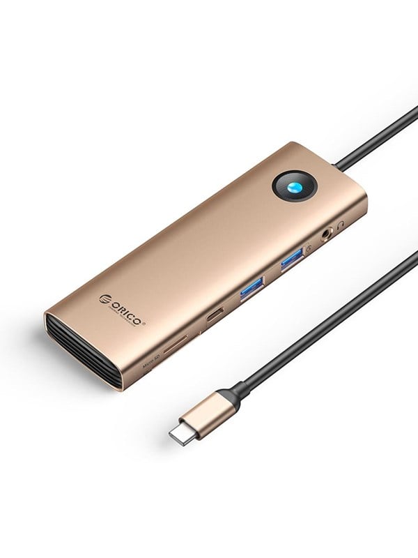 ORICO PW11 9in1 USB-C Docking Station 2x USB-A 30 1x USB-C 30 1x USB-C PD 100 1x HDMI 4K 60Hz 1x microSDSD 1x RJ45 25G Ethernet 1x Audio 35mm - Rose Gold USB-Hubs - USB 30 - 9