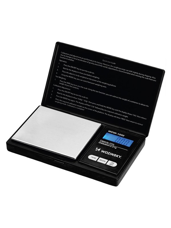 Wozinsky Kchenwaagen WDW-1000 Jewelry Scale 200g 001g Precision Illuminated - Black
