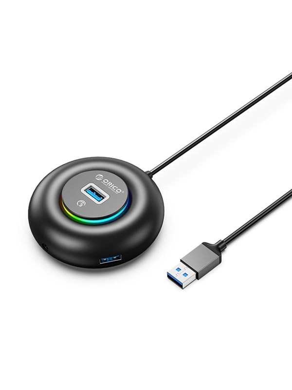 ORICO YXR4-U3 RGB USB Hub 4-Port USB-A 30 with AudioMicrophone Port 03m - Black USB-Hubs - USB 30 - 4 - Schwarz
