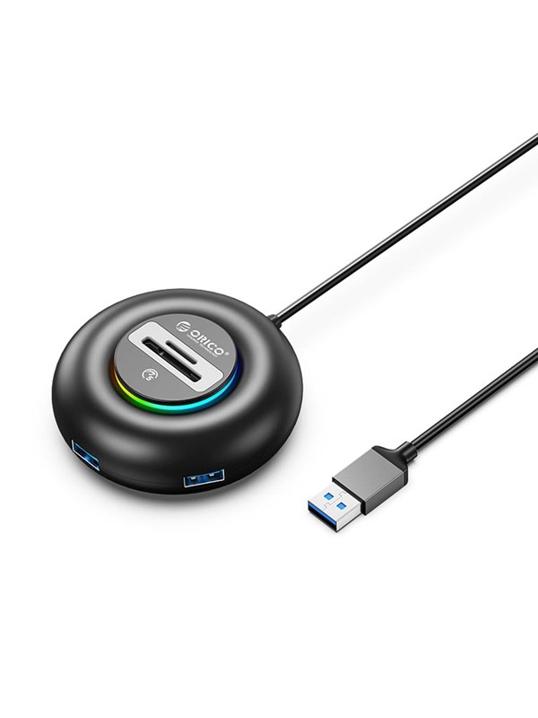 ORICO YXR5-U3 RGB USB Hub 4-Port USB-A 30 with SD and microSD Card Reader 03m - Black USB-Hubs - USB 30 - 4 - Schwarz