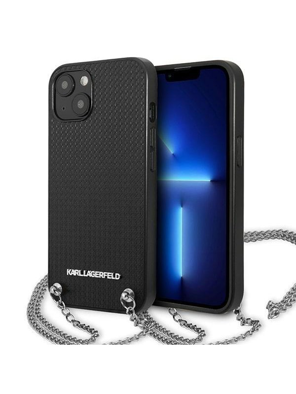 Karl Lagerfeld KLHCP13SPMK iPhone 13 mini 54 hardcase black  black Leather Textured and Chain