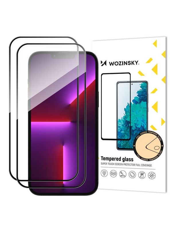 Wozinsky 2 Stk Vollbild-Schutzglas mit Rahmen Case Friendly  Full Glue iPhone 15 Pro - Black