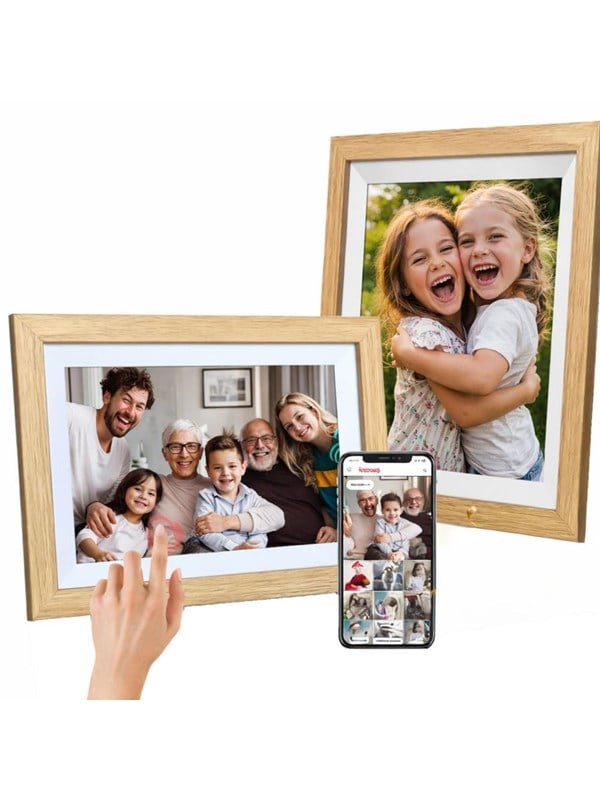 Wozinsky WRC-32 10,1" digitaler Bilderrahmen mit Frameo 32GB App - hellbraun