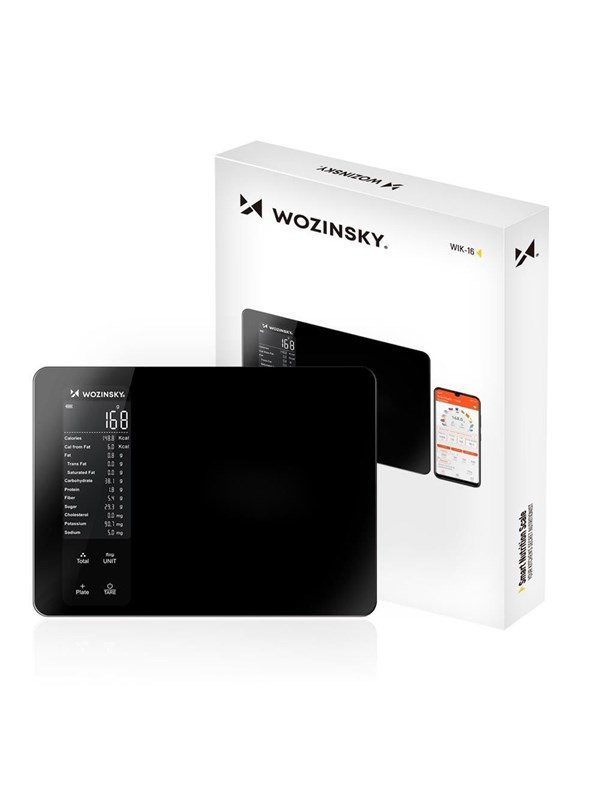Wozinsky Küchenwaagen WIK-16 Smarte Küchenwaage mit digitalem Display, Bluetooth App - Schwarz