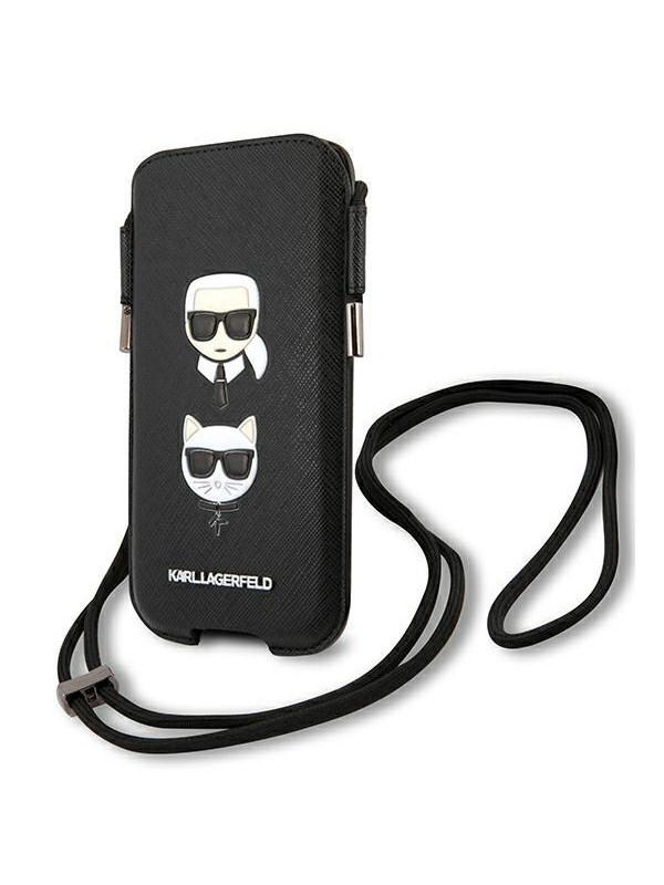 Karl Lagerfeld Saffiano Ikonik KarlChoupette Head 61 Handbag - Black