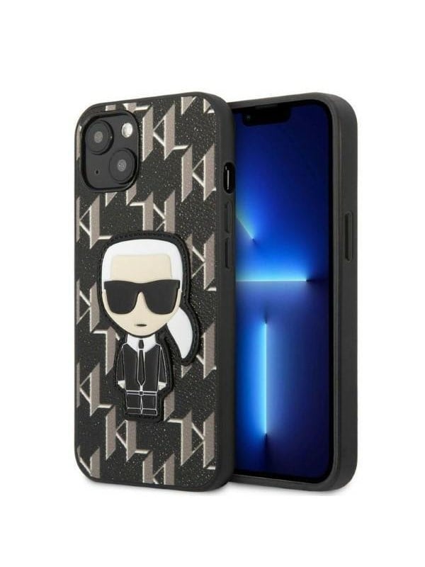 Image of Karl Lagerfeld KLHCP13SPMNIKBK iPhone 13 mini 5.4" hardcase black/black Monogram Ikonik Patch