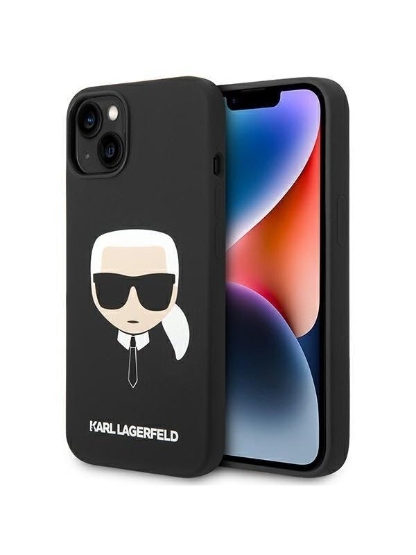 MagSafe-Hülle für Apple iPhone 14 Plus, Karl Lagerfeld, Liquid Silicone Karl Head, Schwarz