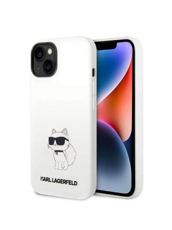 Hülle für Apple iPhone 14 Plus, Karl Lagerfeld, Silicone Choupette, Weiß