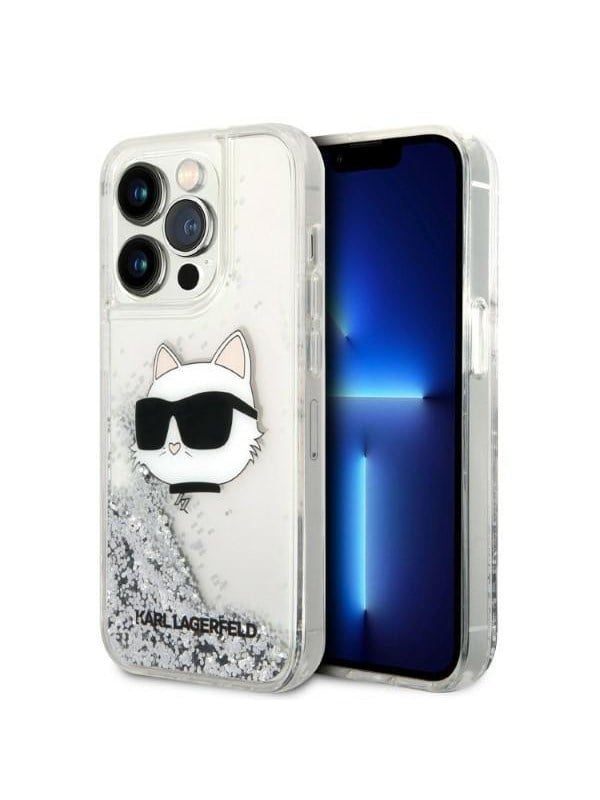 Karl Lagerfeld KLHCP14XLNHCS iPhone 14 Pro Max 6.7" silver/silver hardcase Glitter Choupette Head